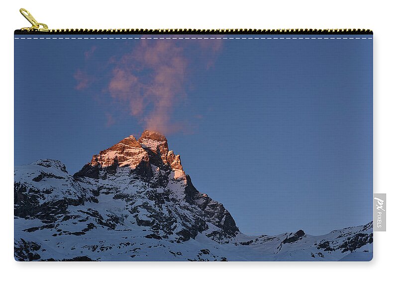 Mountain Zip Pouch featuring the photograph Matterhorn in the sunset by Marco Busoni