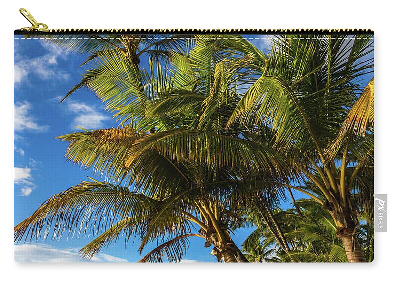 Beach Zip Pouch featuring the photograph Maui Palm trees by Chris Spencer