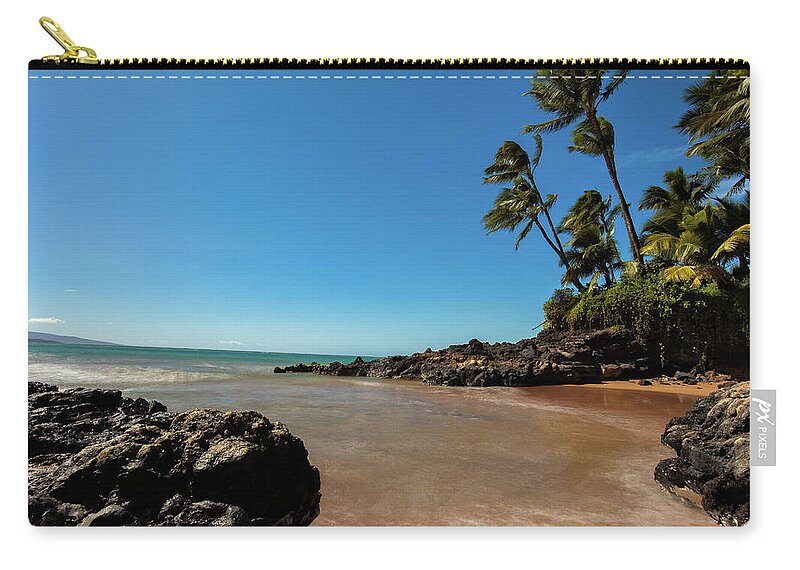 Beach Cove Zip Pouch featuring the photograph Maui private beach by Chris Spencer