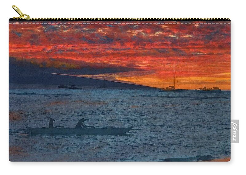 Maui Zip Pouch featuring the painting Maui Sunset by Bill King