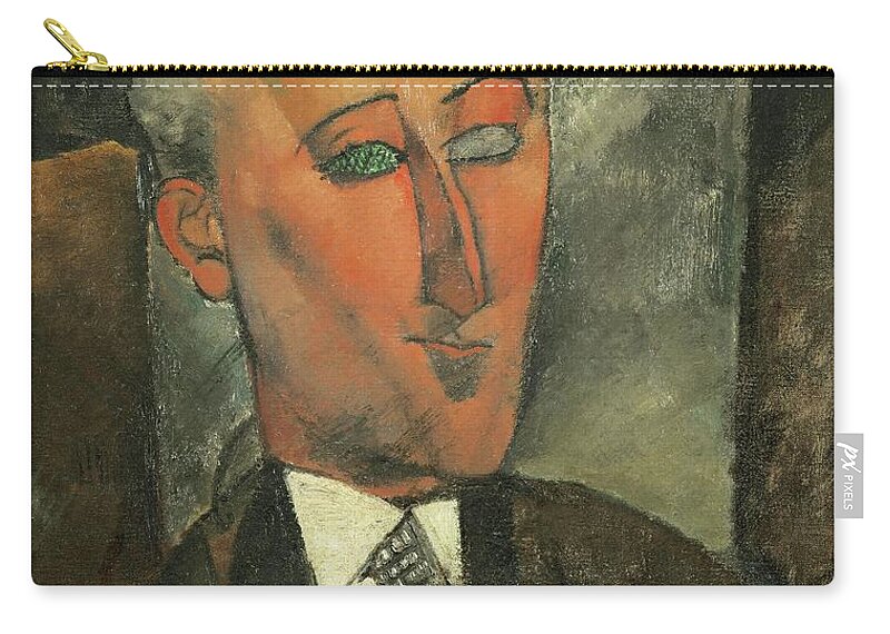 Amadeo Modigliani Zip Pouch featuring the painting Max Jacob, writer and art critic -1916-. by Amedeo Modigliani -1884-1920-