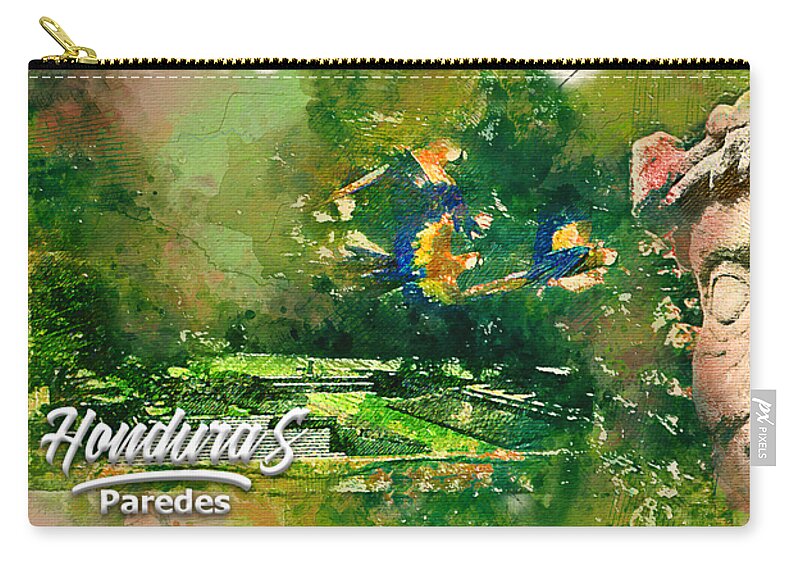 Watercolor Zip Pouch featuring the painting Mayan Heritage by Carlos Paredes Grogan