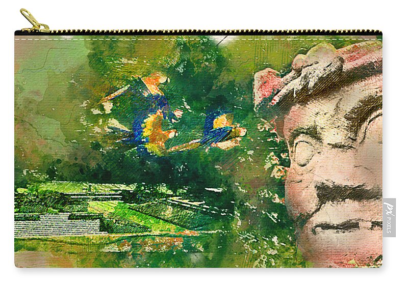 Mayan Zip Pouch featuring the painting Mayan world by Carlos Paredes Grogan