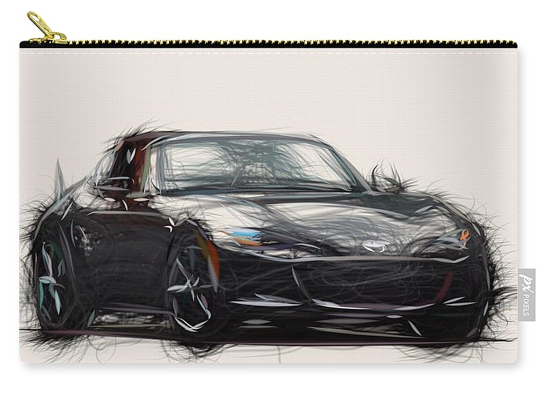 Mazda Zip Pouch featuring the digital art Mazda MX 5 RF Drawing by CarsToon Concept