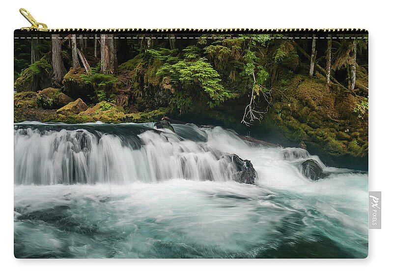 Mckenzie River Zip Pouch featuring the photograph Mckenzie Blue by Steven Clark