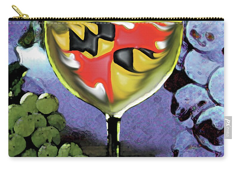 Maryland Zip Pouch featuring the digital art MD Wine by John D Benson