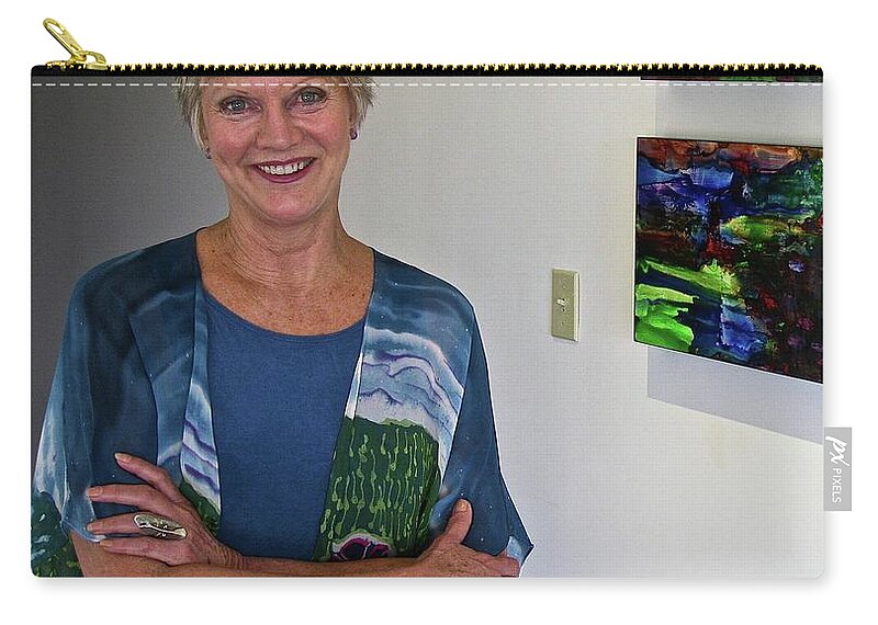  Zip Pouch featuring the painting Me, Harrington Brown Gallery by Janice Nabors Raiteri