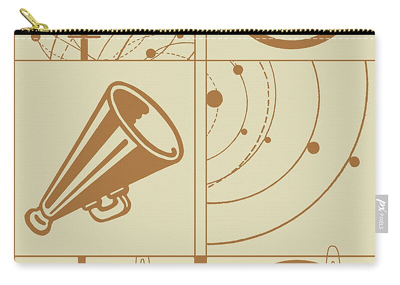 Audio Zip Pouch featuring the drawing Megaphone and Frequency Levels by CSA Images