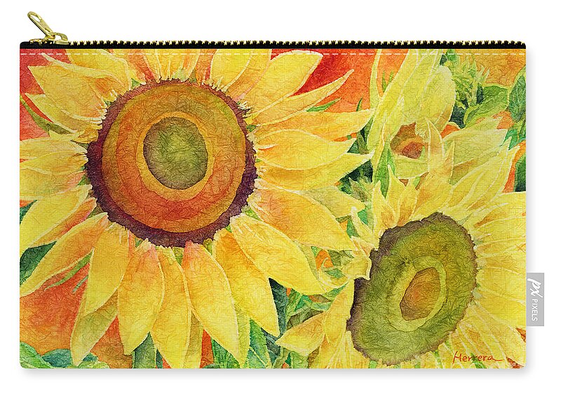 Sunflower Zip Pouch featuring the painting Mellow Yellow by Hailey E Herrera