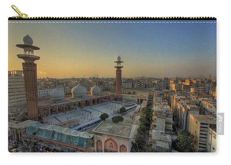Clear Sky Zip Pouch featuring the photograph Memon Masjid, Karachi by Sm Rafiq Photography.