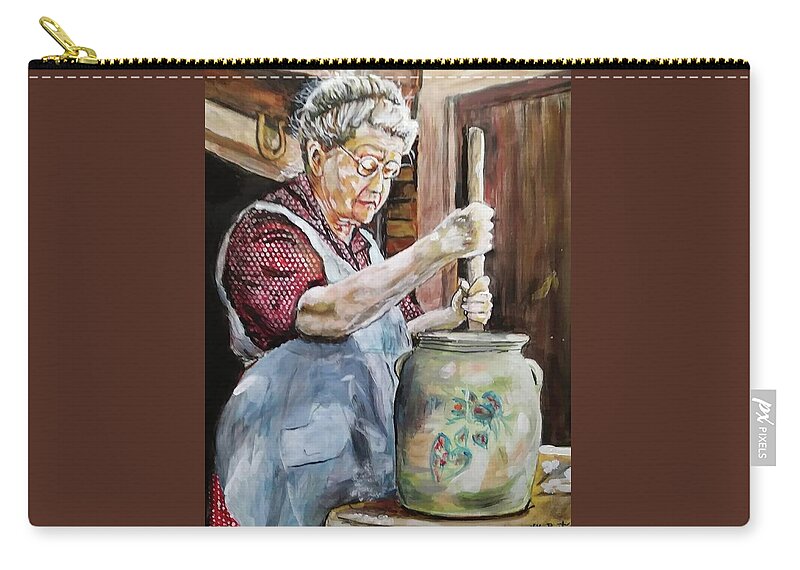 Old Days Zip Pouch featuring the painting Memories made with Butter by Mike Benton