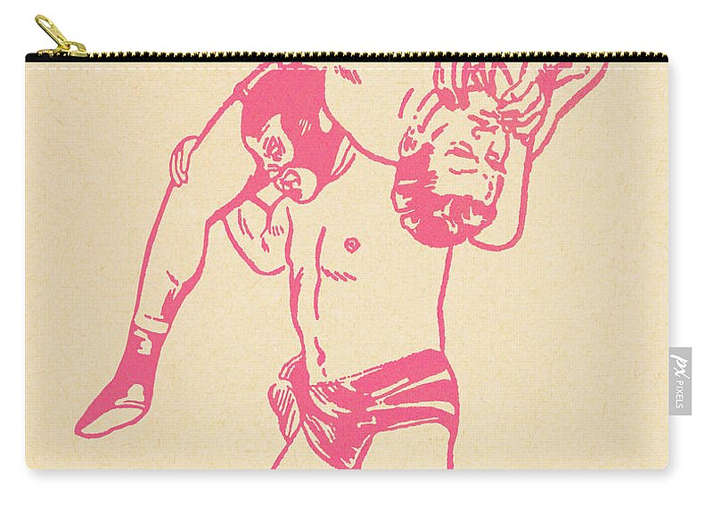 Adult Zip Pouch featuring the drawing Men Wrestlers by CSA Images