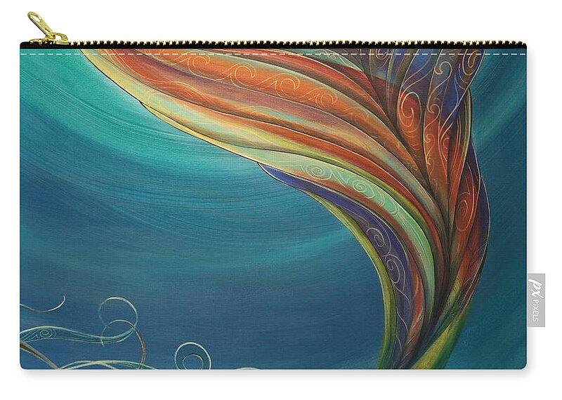 Mermaid Zip Pouch featuring the painting Mermaid Tail 3 by Reina Cottier