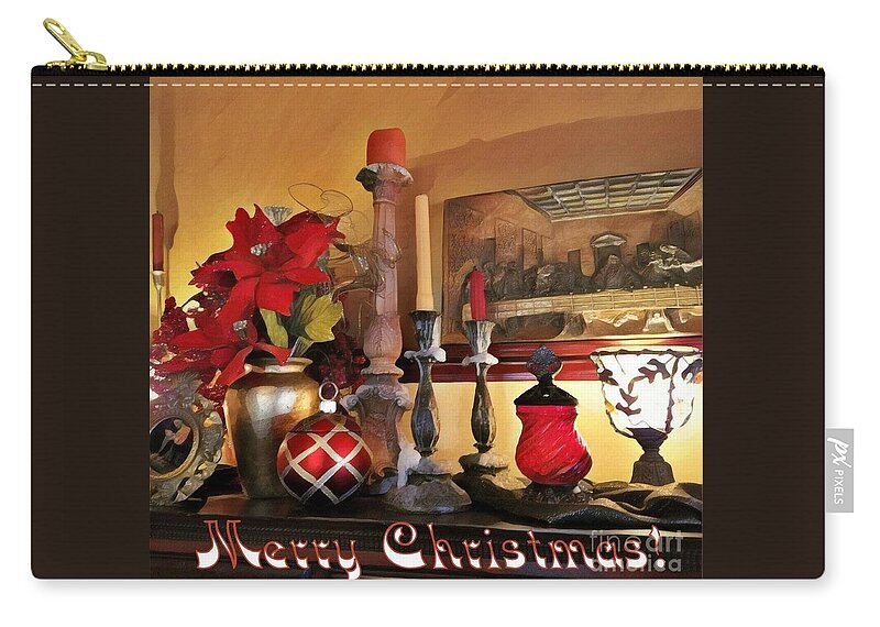 Christmas Card Zip Pouch featuring the photograph Merry Christmas Still Life by Jodie Marie Anne Richardson Traugott     aka jm-ART