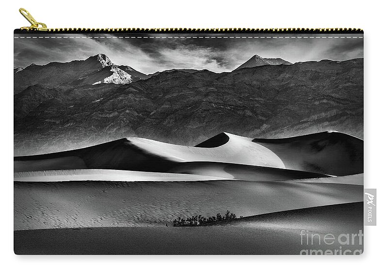 Death Valley Zip Pouch featuring the photograph Mesquite Dunes in Black and White by Mimi Ditchie