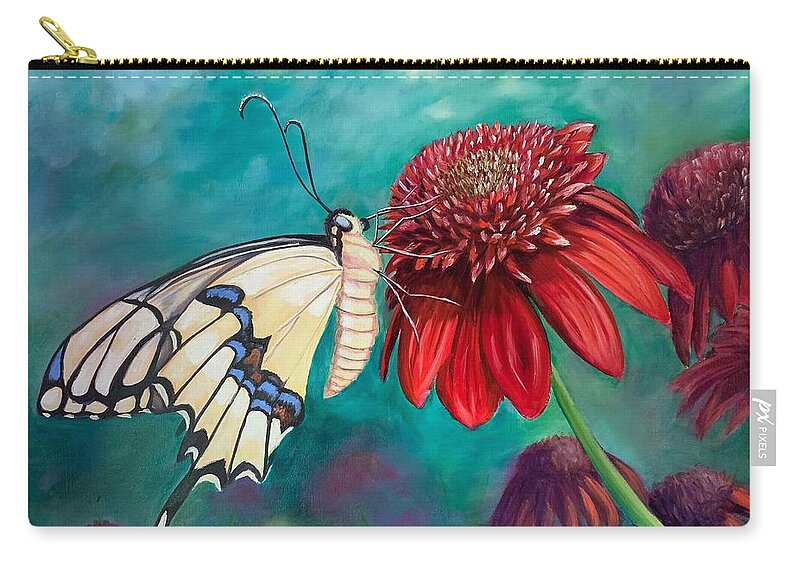 Butterfly Zip Pouch featuring the painting Metamorphosis by Jan Chesler