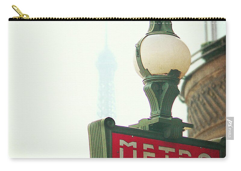 Eiffel Tower Zip Pouch featuring the photograph Metro Sing Paris by Gabriela D Costa
