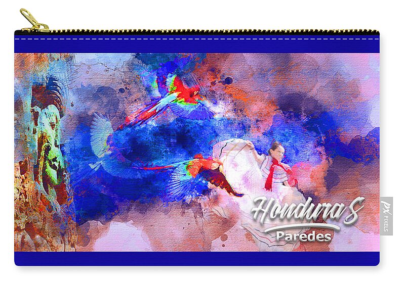 Watercolor Zip Pouch featuring the painting Mi Pais by Carlos Paredes Grogan