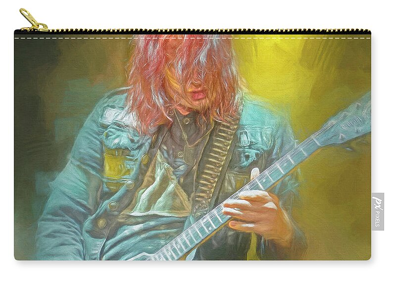 Michael Amott Zip Pouch featuring the mixed media Michael Amott Arch Enemy by Mal Bray