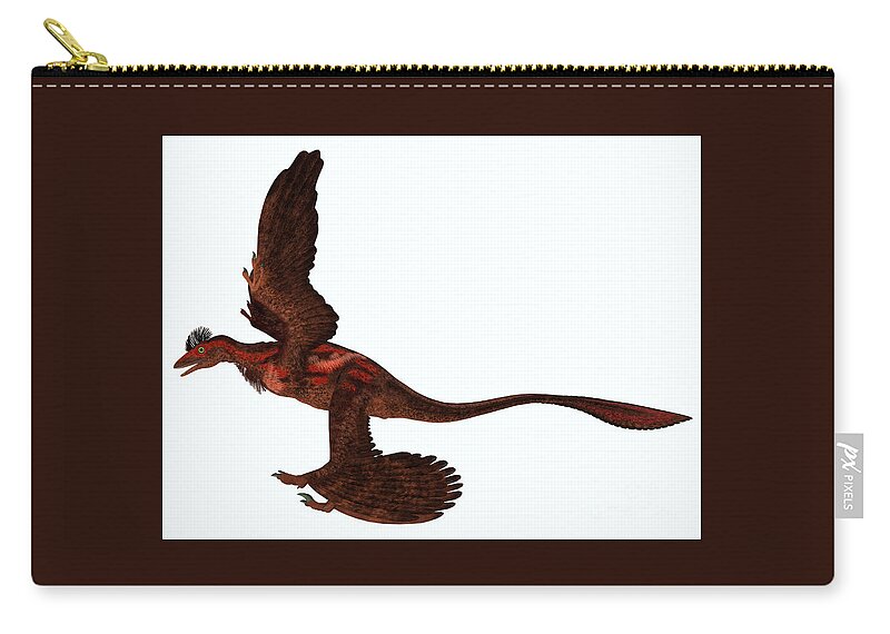 Microraptor Zip Pouch featuring the digital art Microraptor Side Profile by Corey Ford