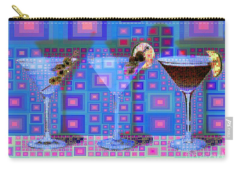 Wingsdomain Zip Pouch featuring the digital art Mid Century Modern Abstract MCM Three Martinis Shaken Not Stirred 20190127 v2a by Wingsdomain Art and Photography