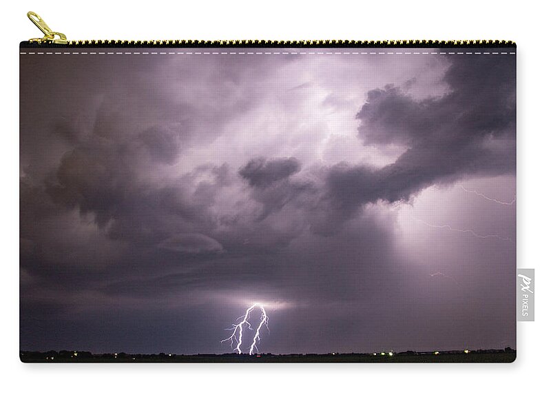 Nebraskasc Zip Pouch featuring the photograph Mid July Nebraska Lightning 011 by Dale Kaminski