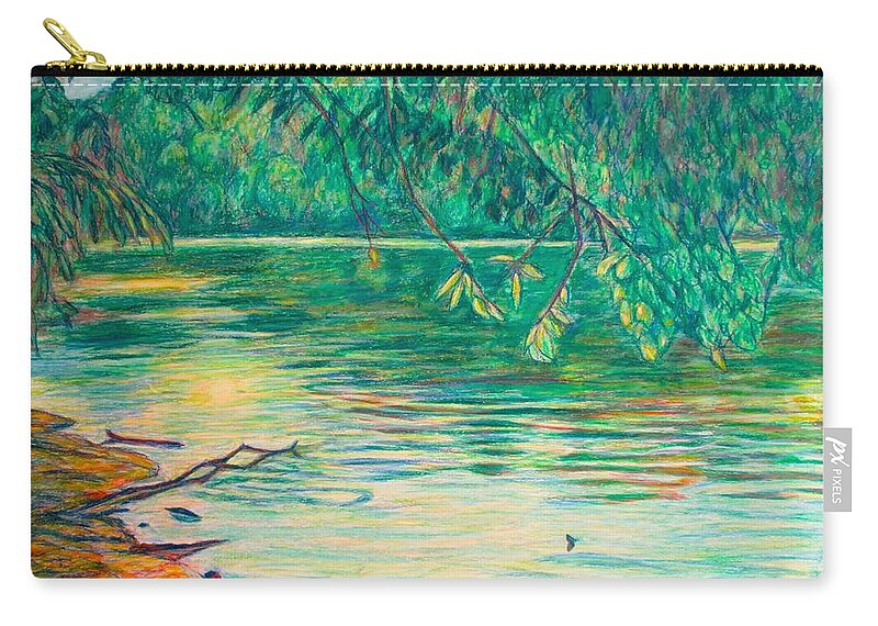 Landscape Carry-all Pouch featuring the painting Mid-Spring on the New River by Kendall Kessler