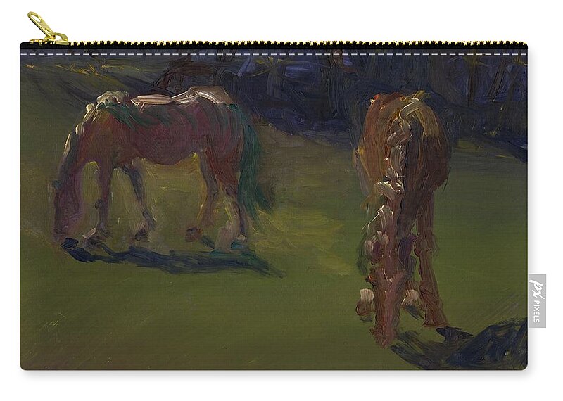 Horses Zip Pouch featuring the painting Midday Graze by Susan Hensel
