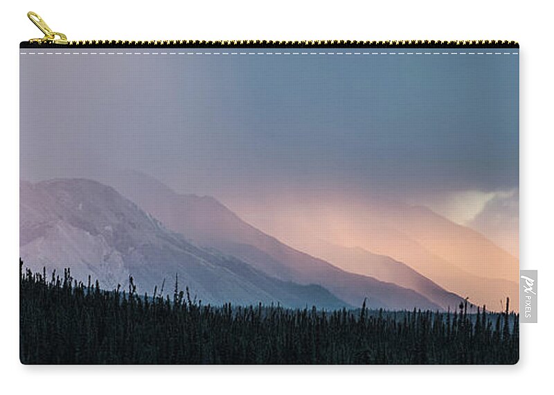 Alaska Highway Zip Pouch featuring the photograph Midnight Sunset by Steven Keys