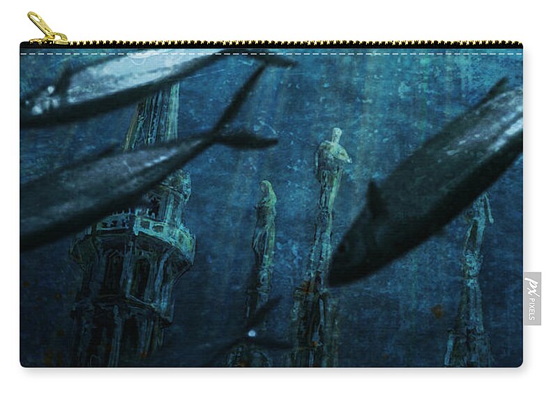 Italy Zip Pouch featuring the digital art Milan Cathedral spires underwater 2019 by Andrea Gatti