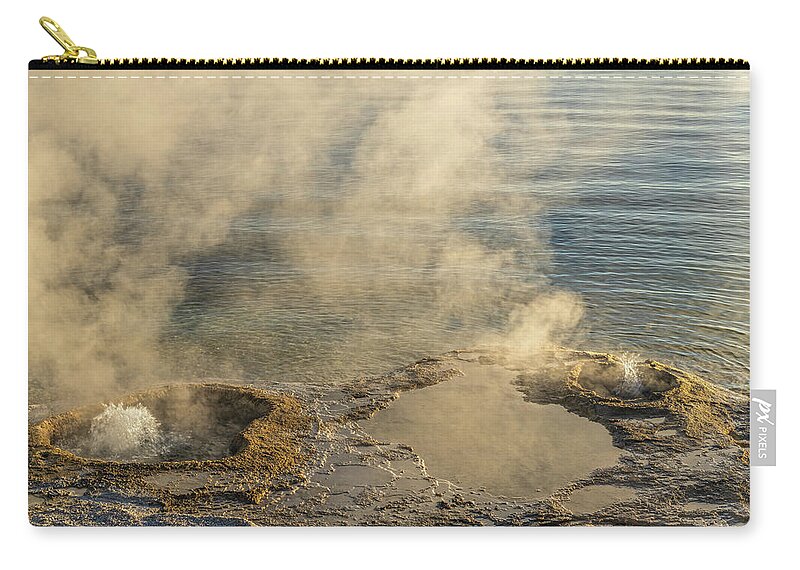 Lakeshore Geyser Zip Pouch featuring the photograph Mild Eruptions At Lakeshore Geyser by Angelo Marcialis