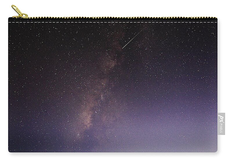 Tranquility Zip Pouch featuring the photograph Milky Way & Shooting Star by Moson Kuo