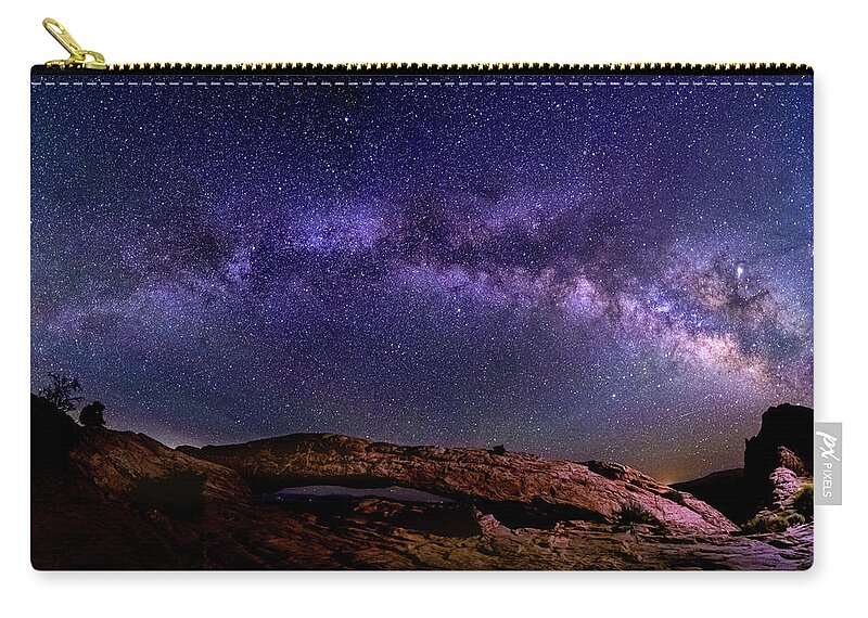 Mesa Carry-all Pouch featuring the photograph Milky Way at Mesa Arch by Kenneth Everett