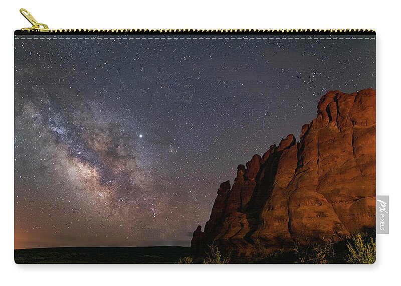 Moab Zip Pouch featuring the photograph Milky Way at Navajo Rocks 2 by Dan Norris
