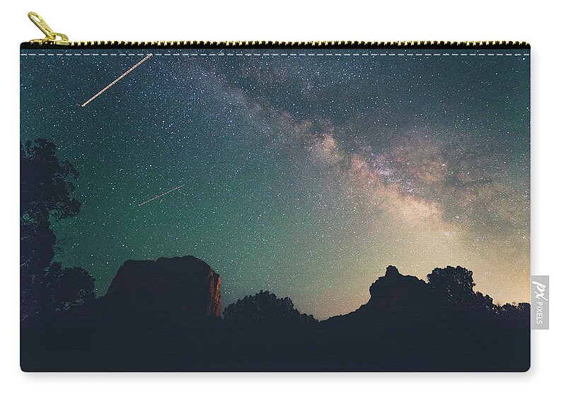 Stars Zip Pouch featuring the photograph milky way in the Arizona sky by Mati Krimerman