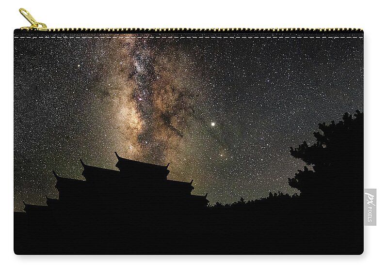 Milky Way Zip Pouch featuring the photograph Milky Way over the Dark Temple by William Dickman