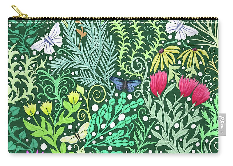 Lise Winne Carry-all Pouch featuring the mixed media Millefleurs by Lise Winne