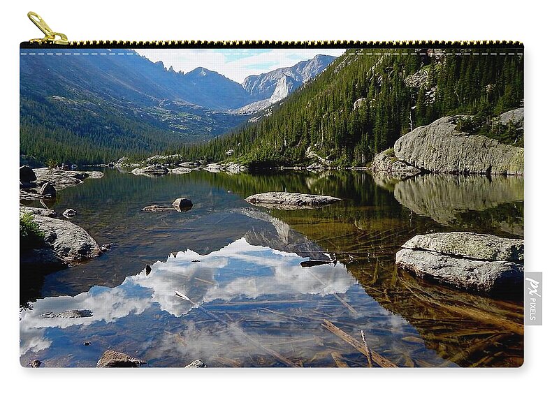 Mills Zip Pouch featuring the photograph Mills Lake by Dan Miller