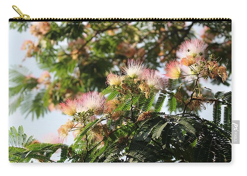 Mimosa Carry-all Pouch featuring the photograph Mimosa Tree Flowers by Christopher Lotito