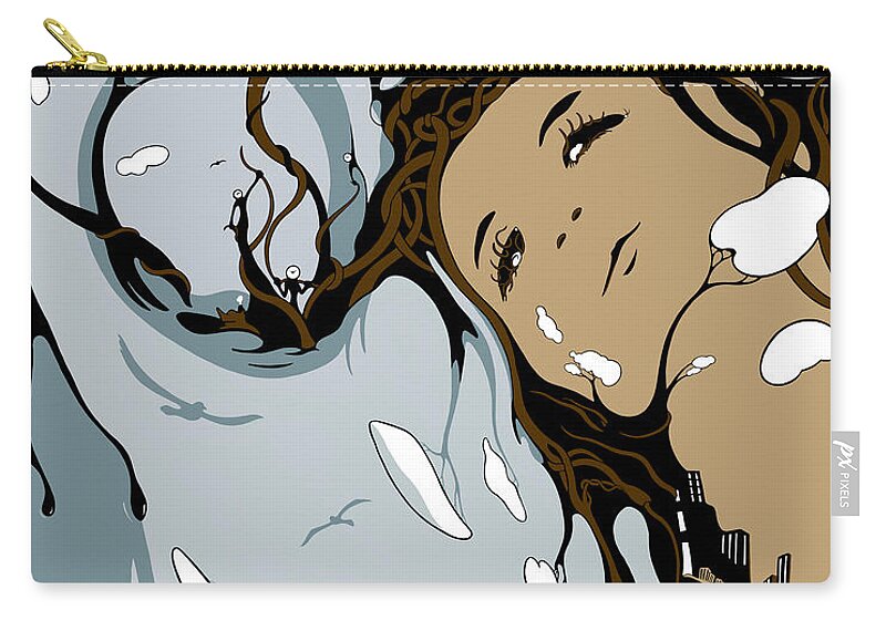 Female Zip Pouch featuring the drawing Miner's Daughter by Craig Tilley