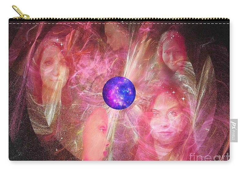 Spirits Zip Pouch featuring the mixed media Ministering Spirits by Diamante Lavendar