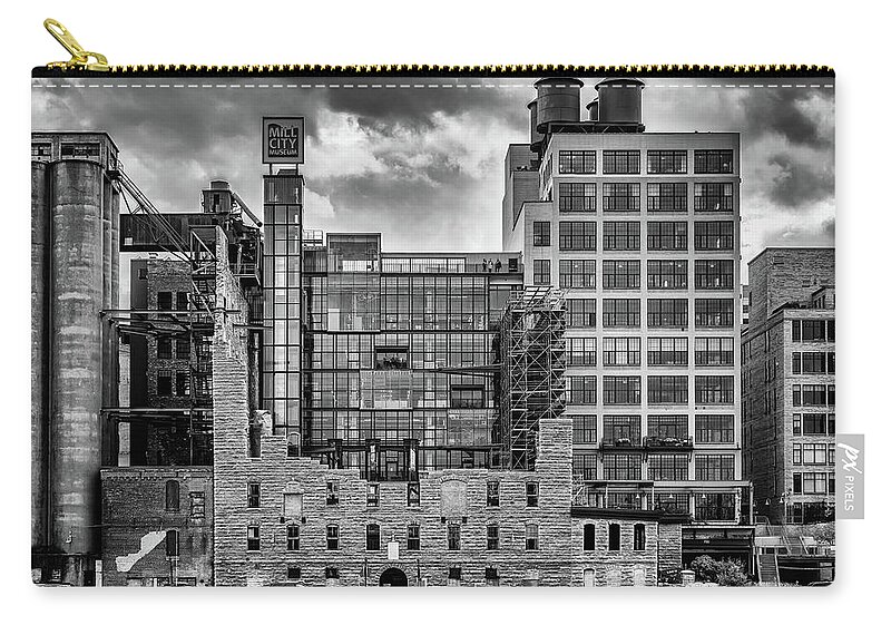 Minneapolis Zip Pouch featuring the photograph Minneapolis Old and New by Framing Places