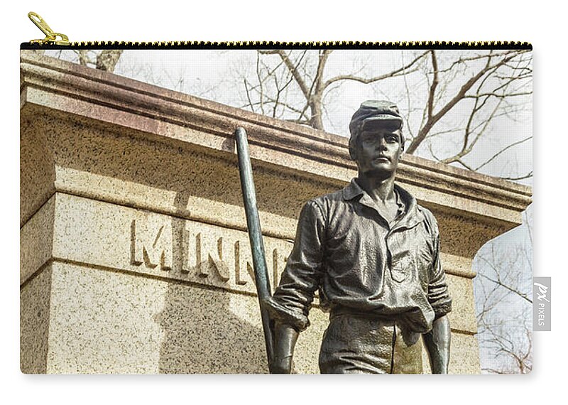 Shiloh National Military Park Zip Pouch featuring the photograph Minnesota Monument at Shiloh by Joe Kopp