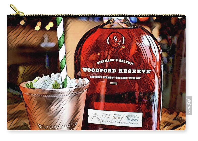 Cocktail Zip Pouch featuring the digital art Mint Julep Woodford Reserve by CAC Graphics