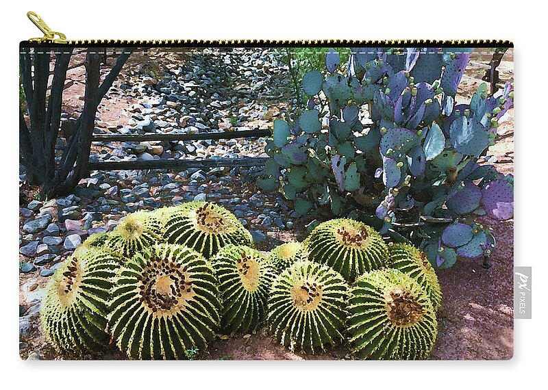 Miraval-arizona Zip Pouch featuring the photograph Miraval Cactus by Tom Johnson