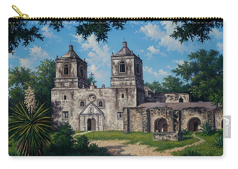 Mission Zip Pouch featuring the painting Mission Concepcion by Kyle Wood