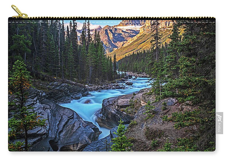 Banff Zip Pouch featuring the photograph Mistaya Canyon Banff Alberta Canada Sunrise by Toby McGuire