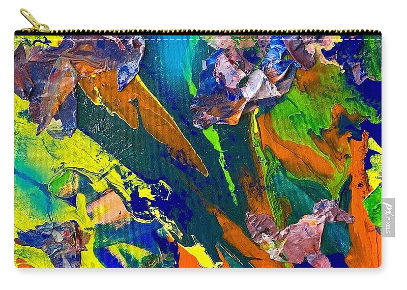 Abstract Zip Pouch featuring the mixed media Mixed Media Pour A by Laura Jaffe