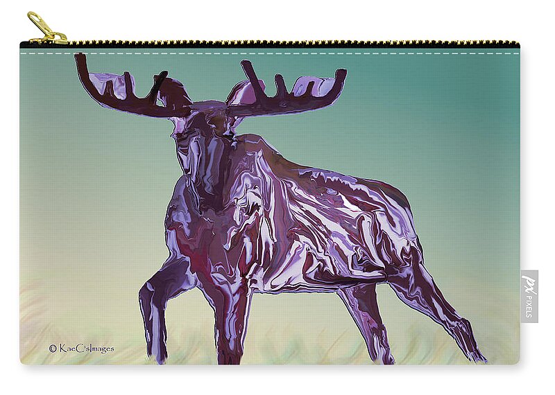 Moose Zip Pouch featuring the digital art Montana Moose 2 by Kae Cheatham