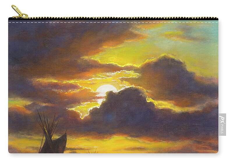 Sunset Zip Pouch featuring the painting Montana Sky by Kim Lockman